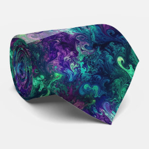 Create Your Own Magical Purple Green Pink Swirls Neck Tie