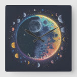 Create Your Own Magical Rainbow Moons Square Wall Clock