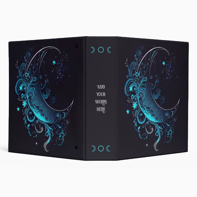 Create Your Own Magical Silver & Blue Moon 3 Ring Binder (Background)