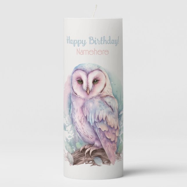 Create Your Own Magical Spring Owl Pillar Candle (Front)