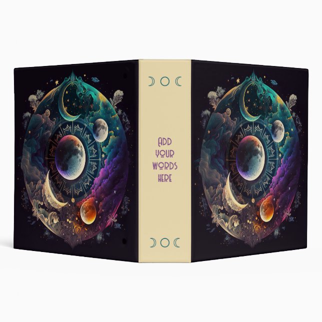 Create Your Own Many Mystical Cloudy Moons 3 Ring Binder (Background)