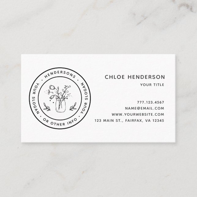 Create Your Own Mason Jar Flowers Business Card (Front)