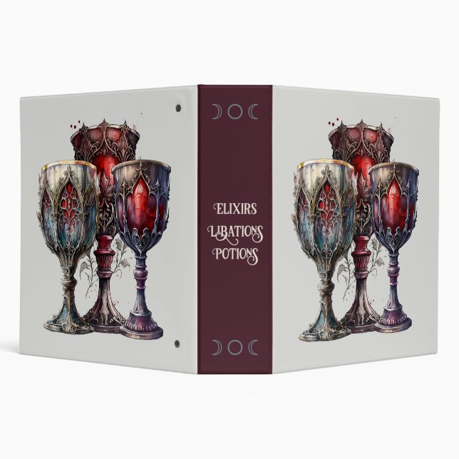 Create Your Own Medieval Red Gothic Chalices 3 Ring Binder (Background)