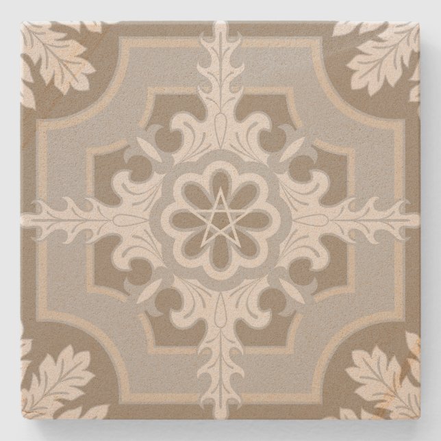 Create Your Own Mediterranean Floral Snowflake Stone Coaster (Front)