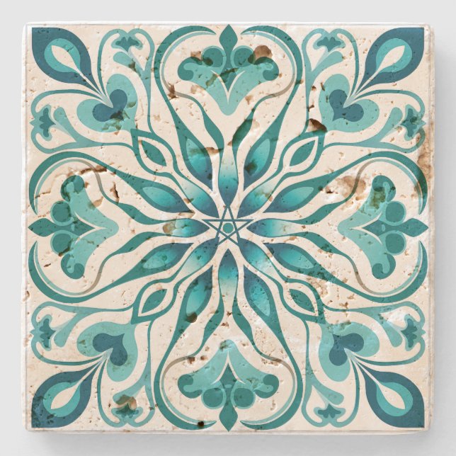 Create Your Own Mediterranean Mystical Green Stone Coaster (Front)