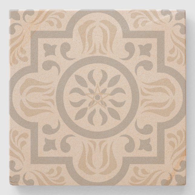 Create Your Own Mediterranean Silver Gold Winter Stone Coaster (Front)