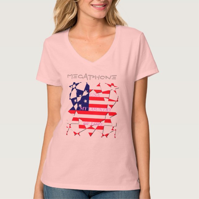 Create Your Own Megaphone Country of Love USA T-Shirt (Front)