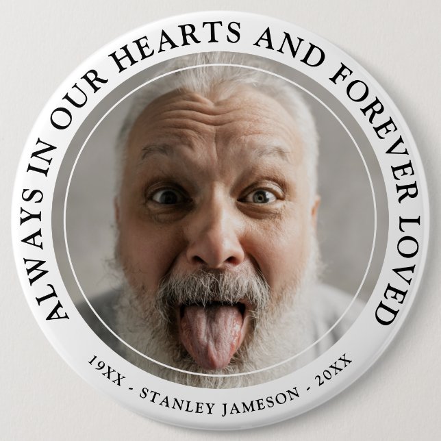 Create Your Own Memorial Photo & Text Tribute   Bu Button (Front)