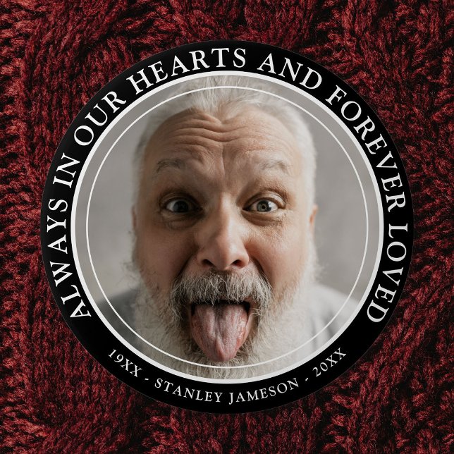 Create Your Own Memorial Photo & Text Tribute   Button (Creator Uploaded)