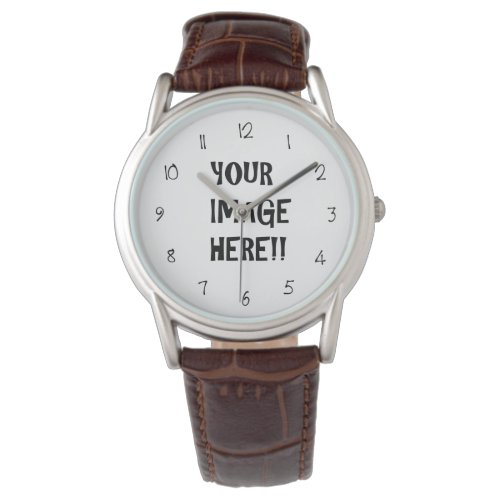 Create Your Own Mens Classic Brown Leather Strap Watch
