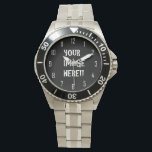 Create Your Own Men's Stainless Steel Bracelet Watch<br><div class="desc">Design your own Men's Stainless Steel Bracelet Watch with Zazzle's amazing personalization tool. Add your own text, photo, image, logo or design. Other Hour Numbers to choose from... Available in black or white This is Template Number 3. You can remove the black background color as it is just to make...</div>