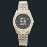 Create Your Own Men's Two-Tone Bracelet Watch<br><div class="desc">Design your own Men's Two-Tone Bracelet Watch with Zazzle's amazing personalization tool. Add your own text, photo, image, logo or design. Other Hour Numbers to choose from... Available in black or white This is Template Number 1. You can remove the black background color as it is just to make the...</div>