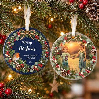 Create your own Merry Christmas family photo Ornament