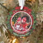 Create your own Merry Christmas family photo Ornament<br><div class="desc">Create your own Merry Christmas family photo ornament.
Very nice Christmas keepsake.
Add your own photos,  add your text,  names and year.</div>