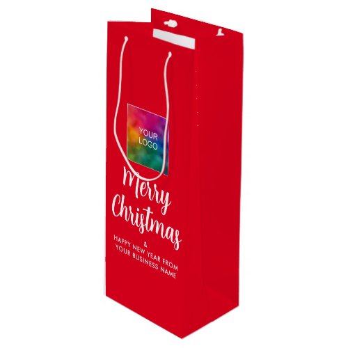 Create Your Own Merry Christmas Logo Template Wine Gift Bag