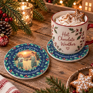Create your own Merry Christmas photo christmas Coaster