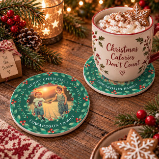Create your own Merry Christmas photo christmas Coaster