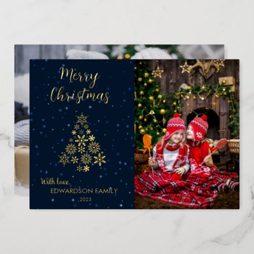 Create your own Merry Christmas photo Foil Holiday Card