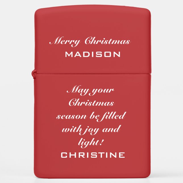 Create Your Own Merry Christmas Wishes  Zippo Lighter (Front)