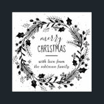 Create Your Own Merry Christmas Wreath Greeting Rubber Stamp<br><div class="desc">Create Your Own Merry Christmas Wreath Greeting rubber stamp. Featuring the quintessential holly, ivy and pine sprig wreath with "Merry Christmas" and a customizable greeting message. This stamp is perfect for adding that festive touch to all your letters this Christmas. Click the "Personalize this template" button to add your own...</div>