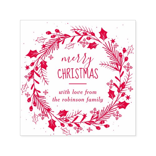 Create Your Own Merry Christmas Wreath Greeting Self_inking Stamp