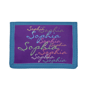 Create your own messy name text unique calligraphy tri-fold wallet