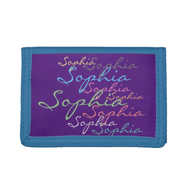 Create your own messy name text unique calligraphy trifold wallet (Front)