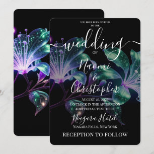 Create Your Own Metallic Glow Flowers Wedding Invitation