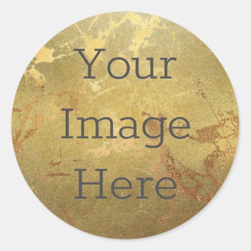 Create Your Own Metallic Gold Faux Marble Classic Round Sticker