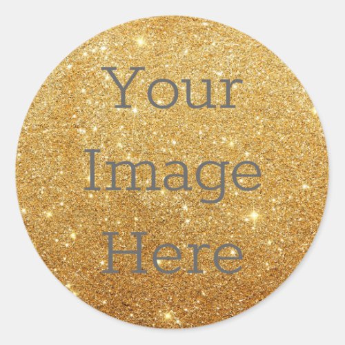 Create Your Own Metallic Gold Glitter Faux Foil Classic Round Sticker
