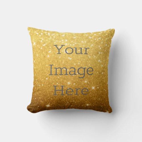 Create Your Own Metallic Gold Glitter Faux Foil Throw Pillow