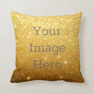 Create Your Own Metallic Gold Glitter Faux Foil Throw Pillow