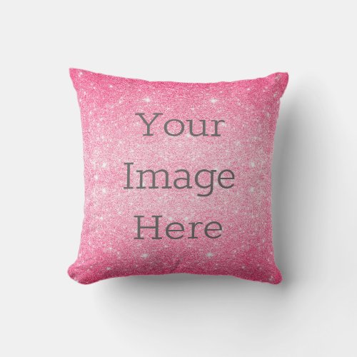 Create Your Own Metallic Hot Pink Glitter Custom Throw Pillow