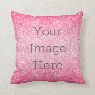Create Your Own Metallic Hot Pink Glitter Custom Throw Pillow