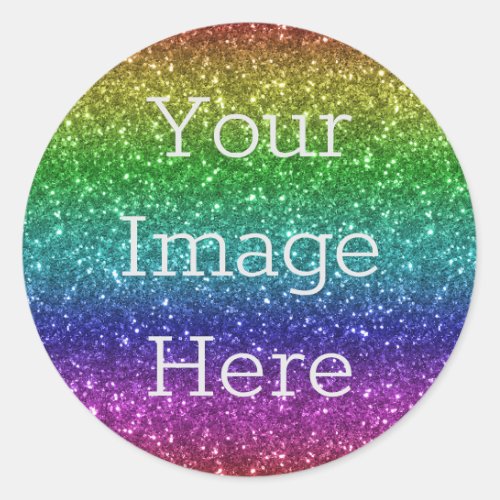 Create Your Own Metallic Rainbow Glitter Faux Foil Classic Round Sticker