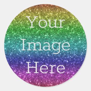 Create Your Own Metallic Rainbow Glitter Faux Foil Classic Round Sticker