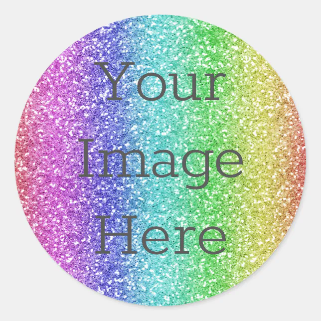 Create Your Own Metallic Rainbow Glitter Faux Foil Classic Round ...