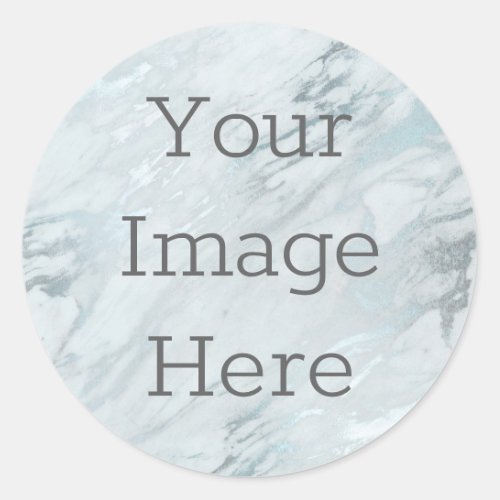 Create Your Own Metallic Silver Marble Faux Foil Classic Round Sticker