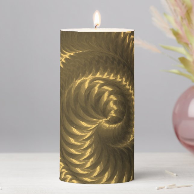 Create Your Own - Metallic Spiral - Gold Pillar Candle (In Situ)