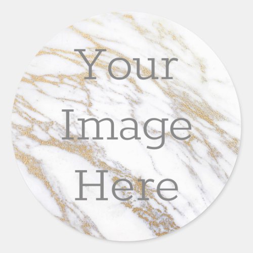 Create Your Own Metallic White  Gold Faux Marble Classic Round Sticker