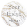 Create Your Own Metallic White & Gold Faux Marble Classic Round Sticker