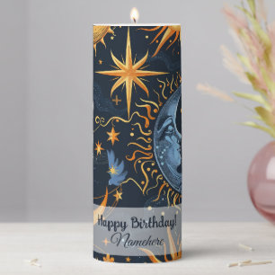 Create Your Own Midnight Blue & Gold Celestial Pillar Candle