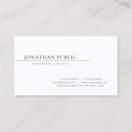 Create Your Own Minimal Design Elegant White Plain Business Card