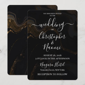 Create Your Own Minimalist Black & Gold Wedding Invitation