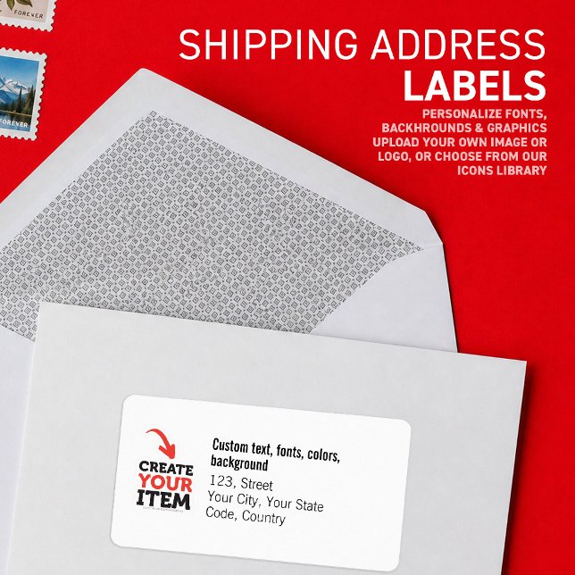 CREATE-YOUR-OWN Minimalist Custom logo and address Label (Create your personalized shipping labels, customize & select the fonts, graphics & background colors)
