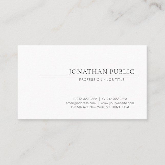 Create Your Own Minimalistic Design Elegant Plain Business Card (Front)