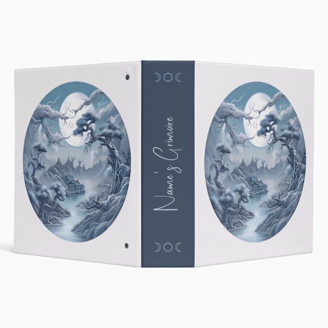 Create Your Own Misty Blue Landscape 3 Ring Binder (Background)