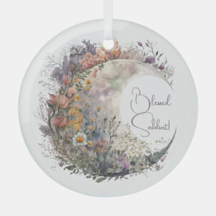Create Your Own Misty Spring Floral Crescent Moon Glass Ornament