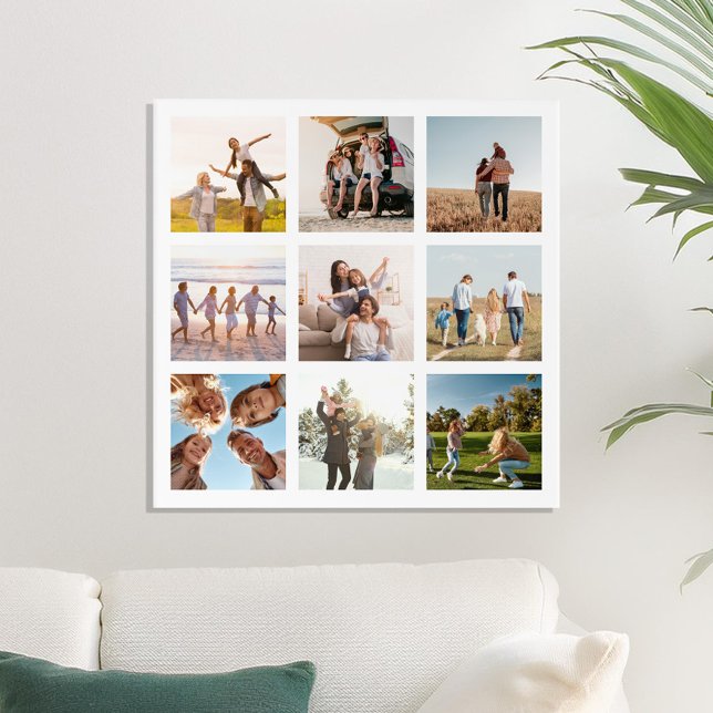 Create Your Own Modern 9 Photo Collage Square Acrylic Print (Creator Uploaded)
