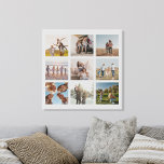 Create Your Own Modern 9 Photo Collage Square Faux Canvas Print<br><div class="desc">Create your own custom photo collage faux canvas print featuring 9 of your favorite pictures.</div>